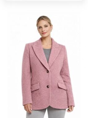 🆕~Ellen Tracy Pink Bouclé Two-Button Blazer